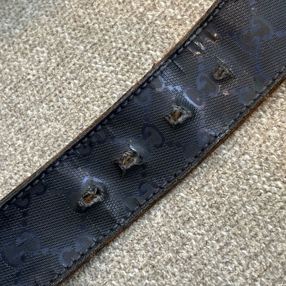 ✨GUCCI Interlocking G’s Black Leather Belt with Solver GG Hardware 90/36 UNISEX - Picture 4 of 16